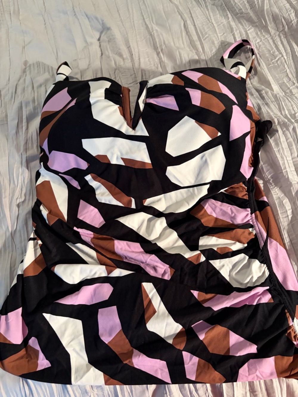 Soma Black Swim Top with Pink and Brown Accents